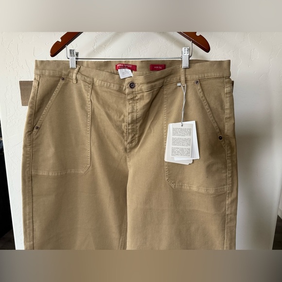 Marina Sport|Women’s plus size wide leg tan khaki jeans in size 24•••NWT,Boho - Picture 3 of 16